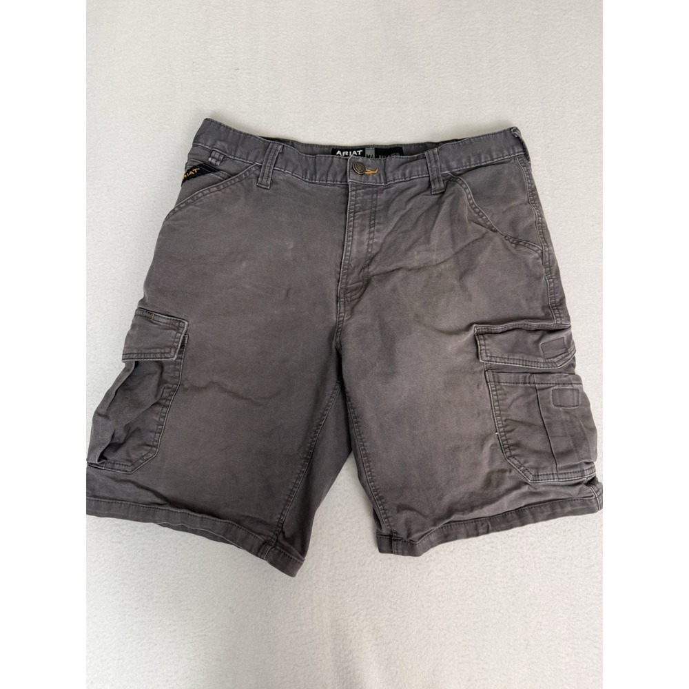 Ariat Cargo Shorts Mens 34 Gray Rebar M4 Relaxed Workwear Utility Made Tough